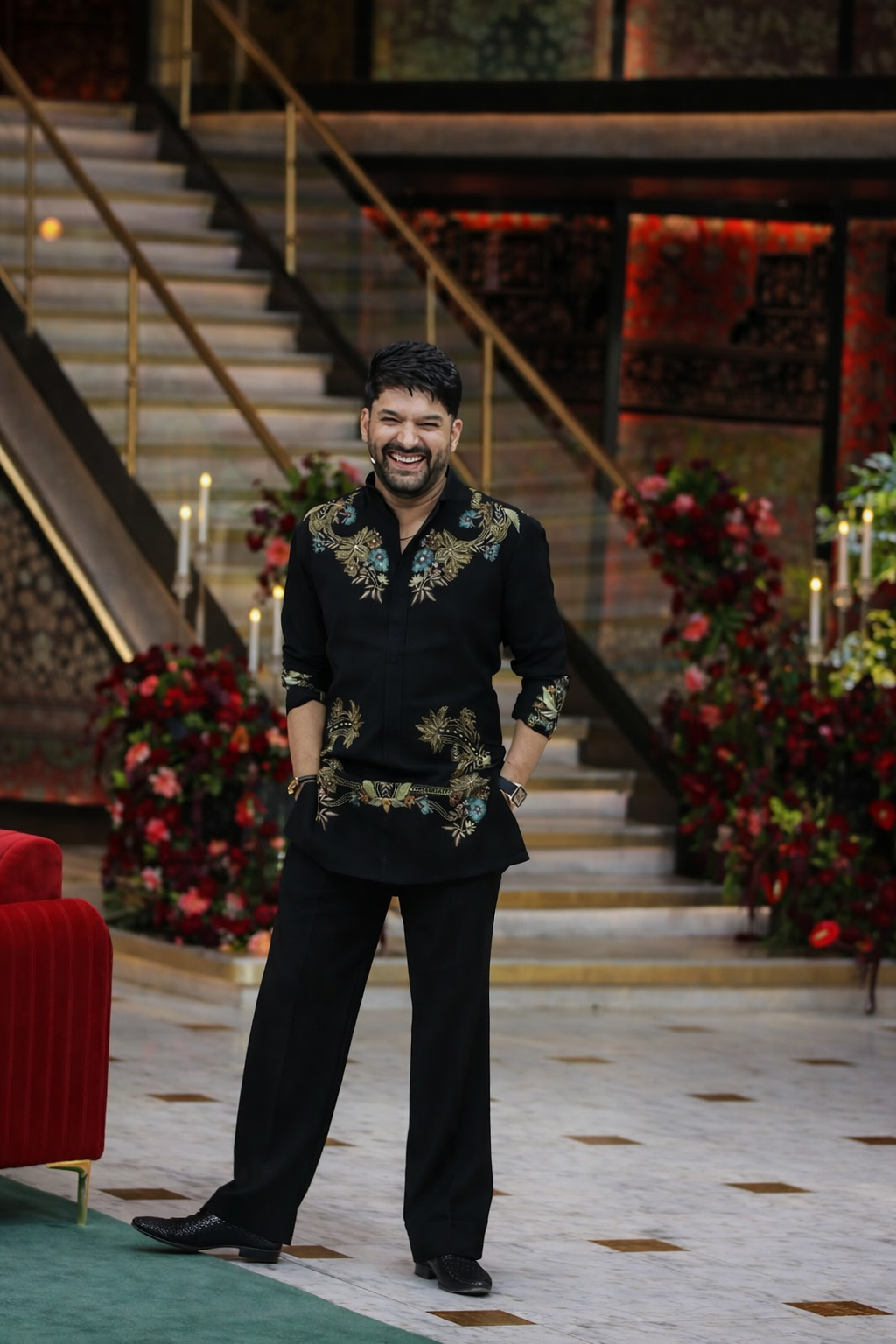 Kapil Sharma Inspired Signature Embroidered Kurta Pant in Armani Fabric